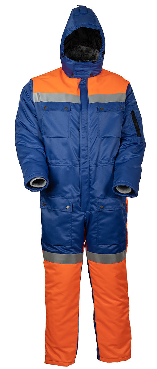 Зимний экстремальный комбинезон с капюшоном  8831F-PP-13/77  с комбинированным утеплителем сохранит вас в тепле при езде на снегоходе, на долгой зимней рыбалке или охоте