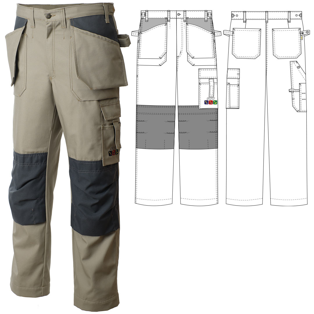 Летние рабочие бежевые брюки 255M-CY-05/55 из плотной износостойкой смеховой ткани
