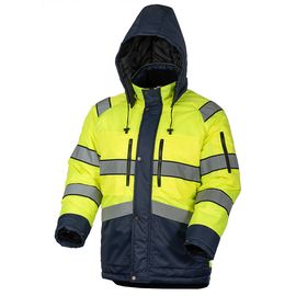 Куртка утепленная зимняя сигнальная 4677•ND-TWILL-71/15 с отстегивающимся капюшоном и световозвращающими лентами, вид спереди