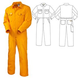 Жёлтый рабочий летний мужской комбинезон 830-NEON-72 из плотной полусинтетической ткани, оптом и в розницу