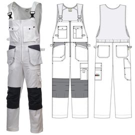 Белый рабочий летний полукомбинезон 55M-EASN-00/55 из хлопка