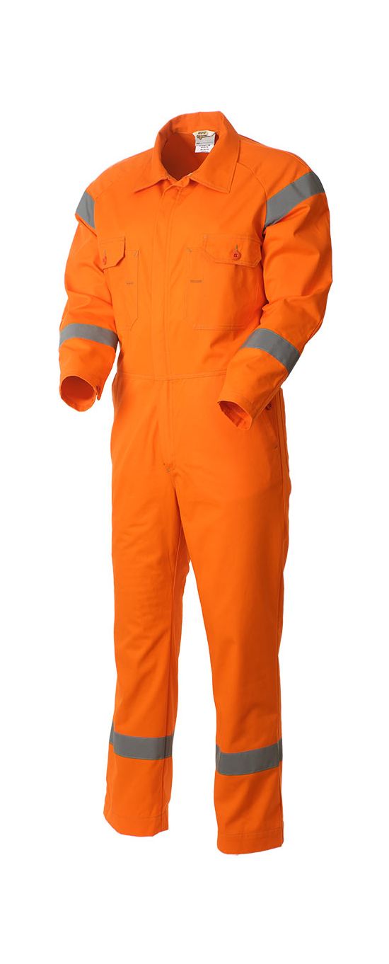 Оранжевый рабочий летний мужской комбинезон 827R-MU-75 из хлопка, вид спереди Оранжевый рабочий летний мужской комбинезон 827R-MU-75 из хлопка, вид спереди