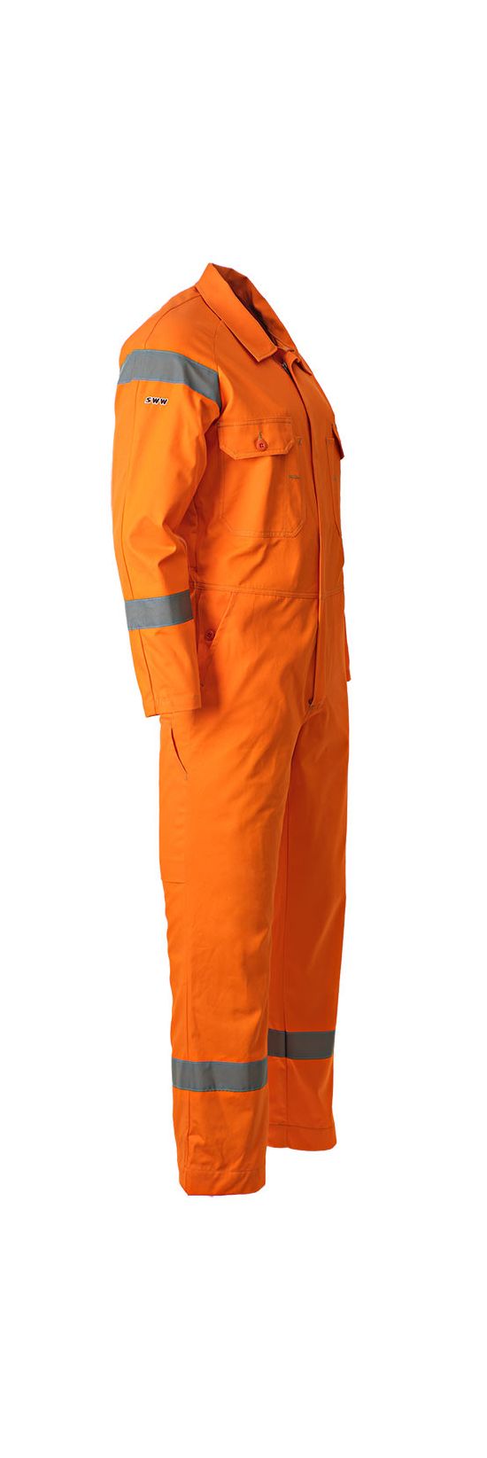 Оранжевый рабочий летний мужской комбинезон 827R-MU-75 из хлопка, вид справа Оранжевый рабочий летний мужской комбинезон 827R-MU-75 из хлопка, вид справа