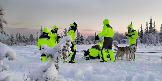 Зимний экстремальный комбинезон с капюшоном  8831F-PP-80/55  с комбинированным утеплителем подойдёт для катания на собачьих упряжках