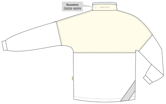 Толстовка флисовая двухцветная 652-FLIS-14/71, эскиз, вид сзади