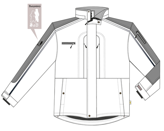 Зимняя укороченная куртка пилот (бомбер) 622S-TWILL-15 на комбинированной подкладке, эскиз, вид спереди Зимняя укороченная куртка пилот (бомбер) 622S-TWILL-15 на комбинированной подкладке, эскиз, вид спереди