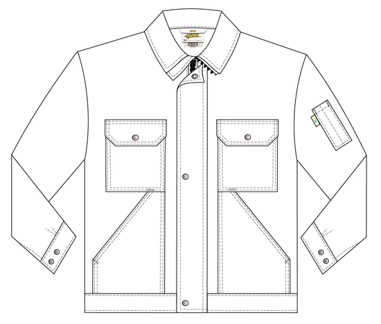 Летняя куртка  471T-FU-555 из хлопка FU (375 г/кв. м), эскиз, вид спереди Летняя куртка  471T-FU-555 из хлопка FU (375 г/кв. м), эскиз, вид спереди