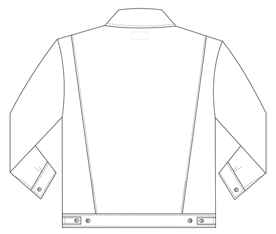Летняя куртка  471T-FU-555 из хлопка FU (375 г/кв. м), эскиз, вид сзади Летняя куртка  471T-FU-555 из хлопка FU (375 г/кв. м), эскиз, вид сзади