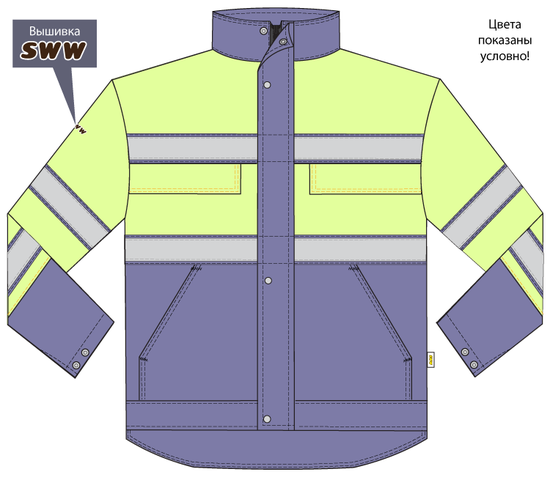 Летняя куртка  дорожника 4391N-P154-15/77 из смесовой ткани, эскиз, вид спереди