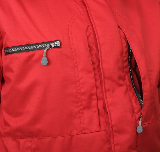 Зимняя укороченная красная куртка пилот (бомбер) 622S-TWILL-80, левый вертикальный карман Зимняя укороченная красная куртка пилот (бомбер) 622S-TWILL-80, левый вертикальный карман