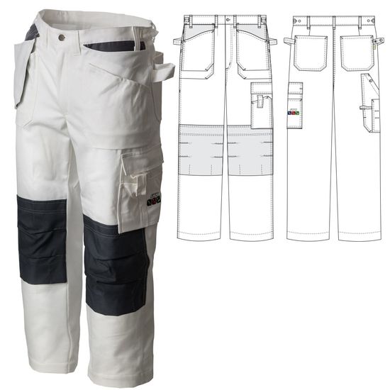 Летние рабочие белые брюки 255M-EASN-00/55 из плотного хлопка в интернет-магазине спецодежды sww