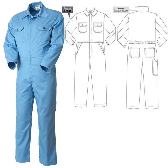 Рабочий летний голубой мужской комбинезон 830-P165-11 из износостойкой смесовой ткани