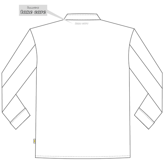 Китель повара унисекс белый 379T-P92-00, эскиз, вид сзади Китель повара унисекс белый 379T-P92-00, эскиз, вид сзади