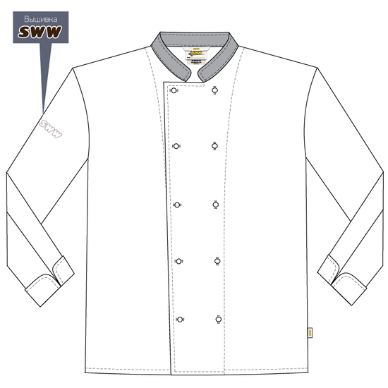 Китель повара темно-синий с полосками унисекс 379P-MY-15/32, эскиз