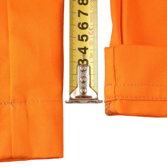 Оранжевый рабочий летний мужской комбинезон 827R-MU-75 из хлопка, широкая подгибка низа «отпори и носи» Оранжевый рабочий летний мужской комбинезон 827R-MU-75 из хлопка, широкая подгибка низа «отпори и носи»