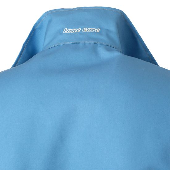 Рабочий летний голубой мужской комбинезон 830-P165-11 из износостойкой смесовой ткани, вышивка на воротнике