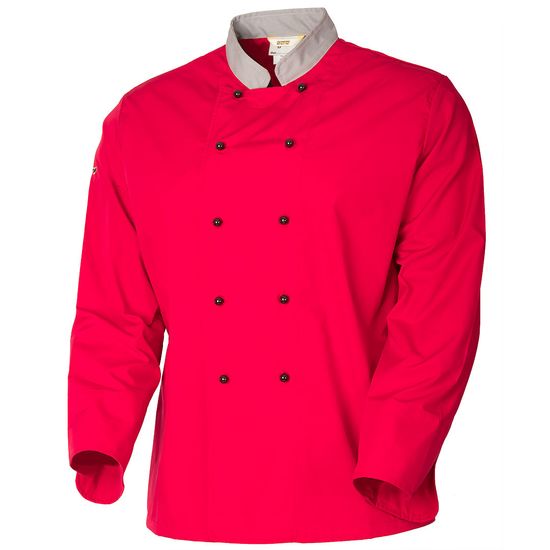 Китель повара красный унисекс 379A-TRENDLITE-81/57 из легкого  износостойкого смесового полотна, в розницу и оптом, вид спереди