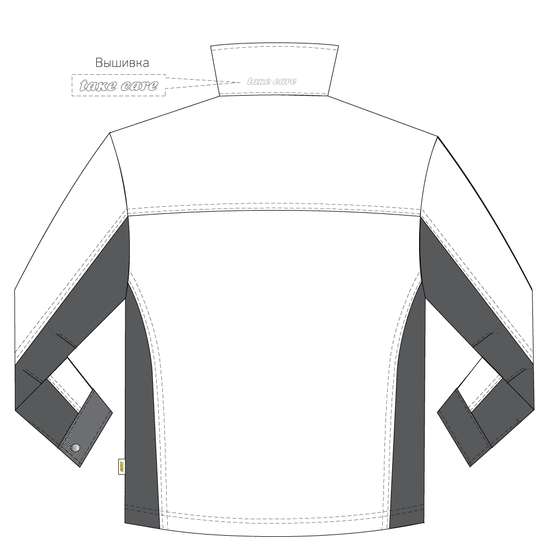 Летняя рабочая белая мужская куртка 374M-NU-05/55 из плотного стопроцентного хлопка, эскиз, вид сзади Летняя рабочая белая мужская куртка 374M-NU-05/55 из плотного стопроцентного хлопка, эскиз, вид сзади