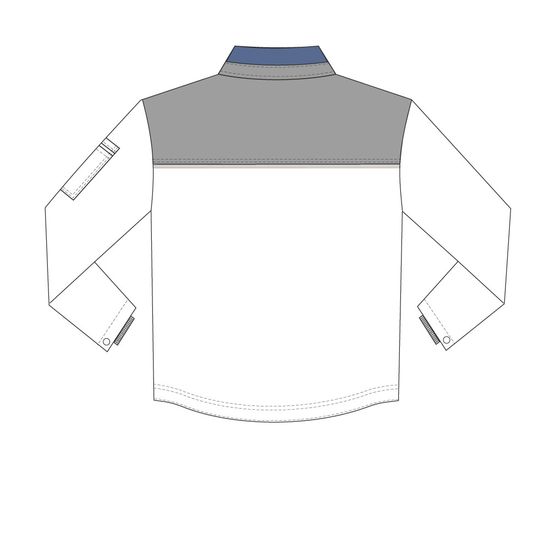 Зимняя куртка мужская рабочая  432С(419-С)-TWILL FZ-15/90  на стеганой подкладке с отстегивающимся капюшоном и удлиненной спинкой, вид сзади, эскиз