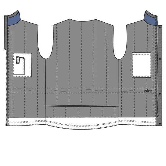 Зимняя куртка мужская рабочая  432С(419-С)-TWILL FZ-55/90  на стеганой подкладке с отстегивающимся капюшоном и удлиненной спинкой, изнанка, эскиз