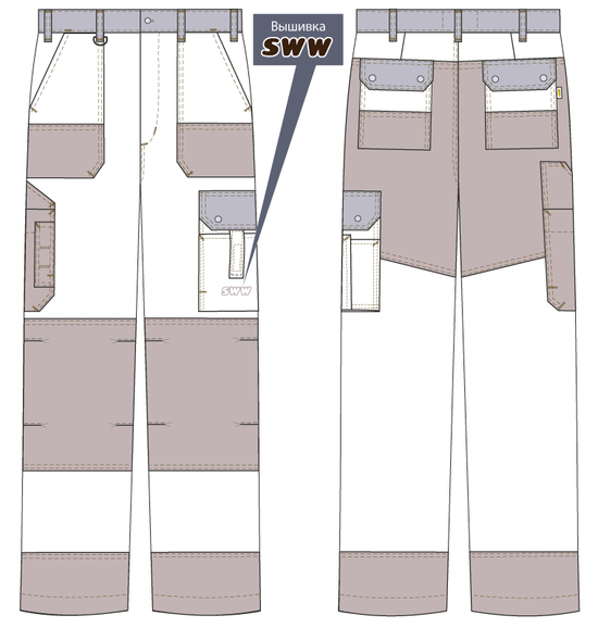 Брюки рабочие мужские 250K-P154-6/90