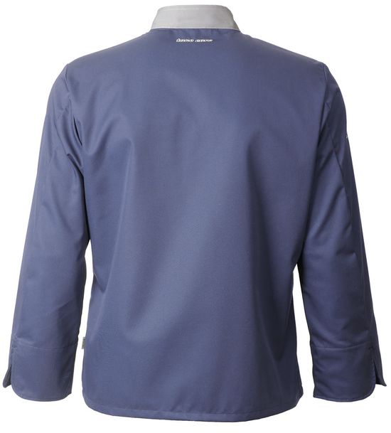 Китель повара голубой с серым воротником унисекс 379A-TEREDO-11/57 из износостойкой смесовой ткани, в розницу и оптом, вид сзади