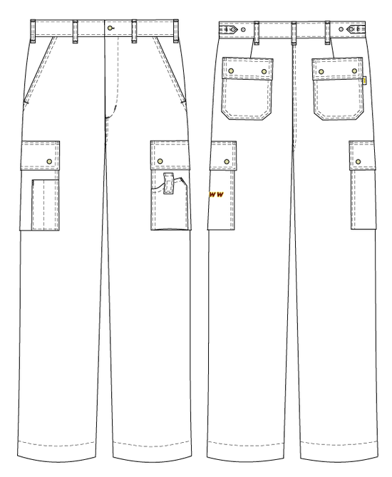 Летние брюки 233T-FAS-14 из хлопка FAS (360 г/кв. м) размер 44 рост 164, эскиз