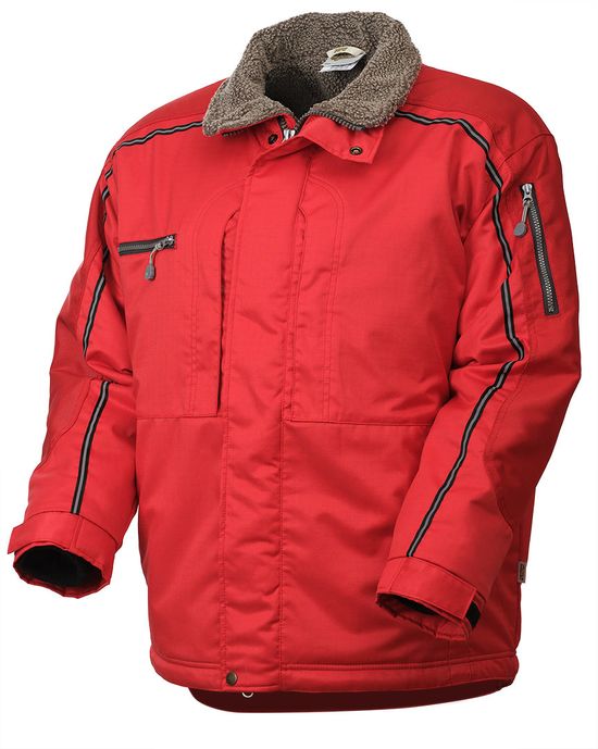 Зимняя укороченная красная куртка пилот (бомбер) 622S-TWILL-80 с отстегнутым капюшоном Зимняя укороченная красная куртка пилот (бомбер) 622S-TWILL-80 с отстегнутым капюшоном