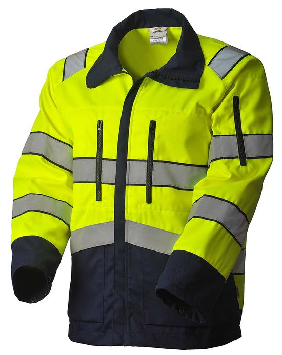 Куртка сигнальная летняя мужская дорожного рабочего жёлто-синяя 4676N-P154-71/15 со световозвращающими лентами