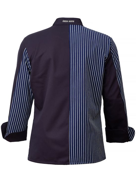 Китель повара темно-синий с полосками унисекс 379P-MY-15/34, вид сади