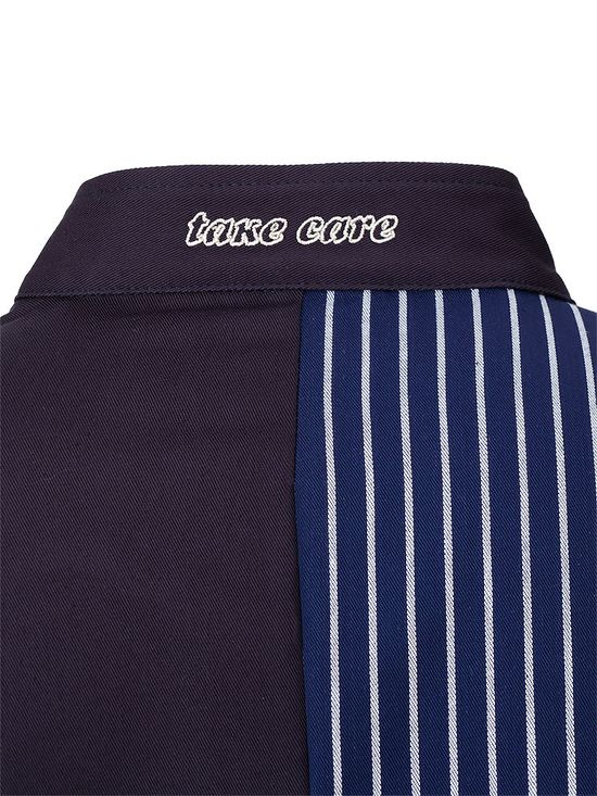 Китель повара темно-синий с полосками унисекс 379P-MY-15/34, вышивка на воротнике