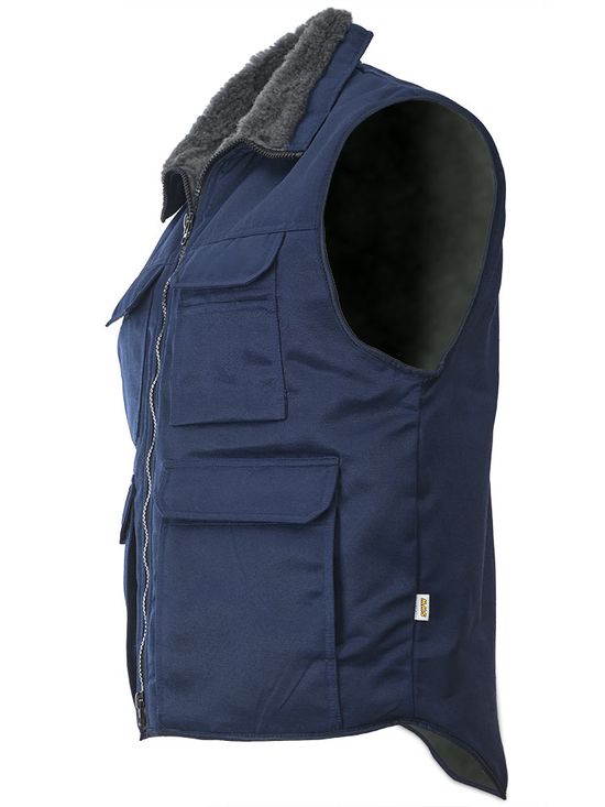 Жилет рабочий утеплённый 515T-KS-15 на подкладке из искусственного меха, вид слева
