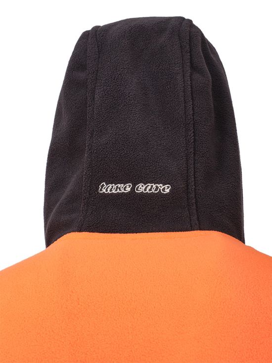 Толстовка флисовая серо-оранжевая с несъёмным капюшоном 652K-FLIS-55/77