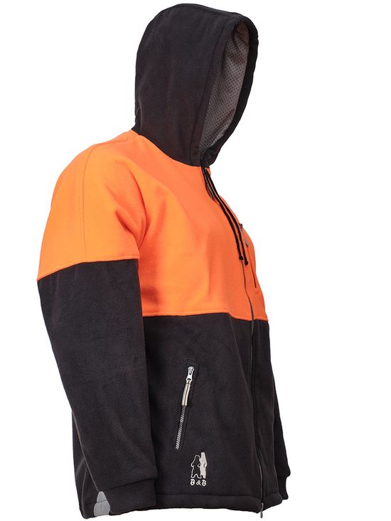 Толстовка флисовая серо-оранжевая с несъёмным капюшоном 652K-FLIS-55/77