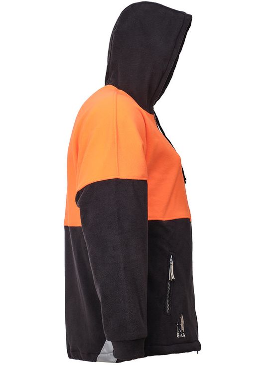 Толстовка флисовая серо-оранжевая с несъёмным капюшоном 652K-FLIS-55/77