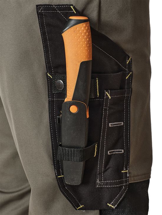 :Рабочий мужской полукомбинезон 77-CAN-7/90  хаки с черной отделкой из износостойкой смесовой ткани