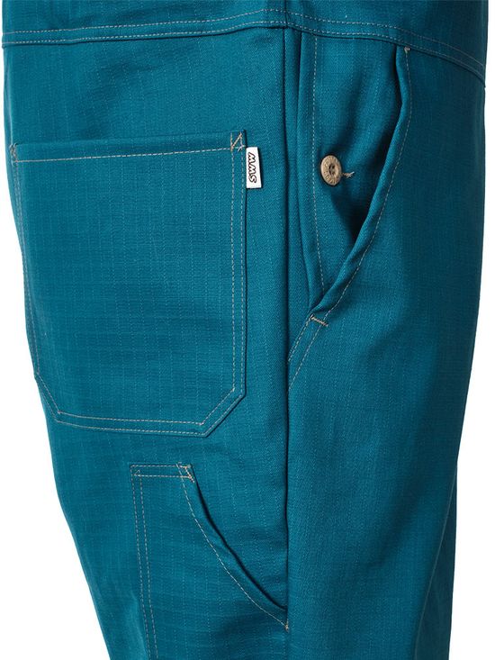 Рабочий летний мужской комбинезон 830-P154-61 сине-зеленого цвета из износостойкой смесовой ткани, карманы