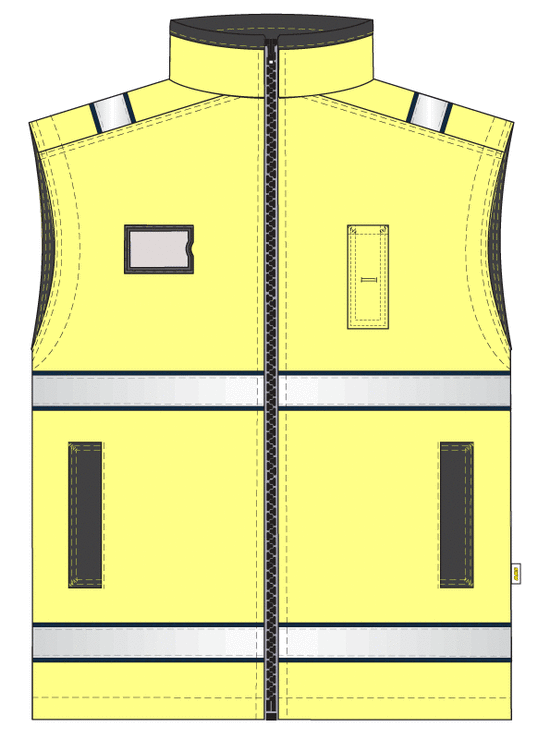 Жилет сигнальный на подкладке из сетки 526-BT-71/90, эскиз, вид спереди