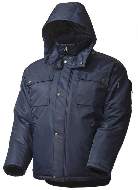 Зимняя куртка мужская рабочая 428C-TWILL-15 на стеганой подкладке с отстегивающимся капюшоном и удлиненной спинкой в интернет-магазине sww.com.ru