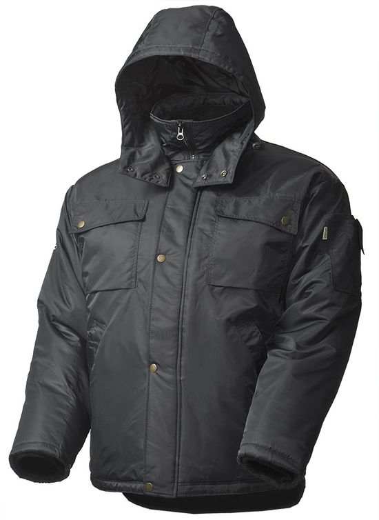 Зимняя куртка мужская рабочая 428C-TWILL-90 на стеганой подкладке с отстегивающимся капюшоном и удлиненной спинкой в интернет-магазине sww.com.ru