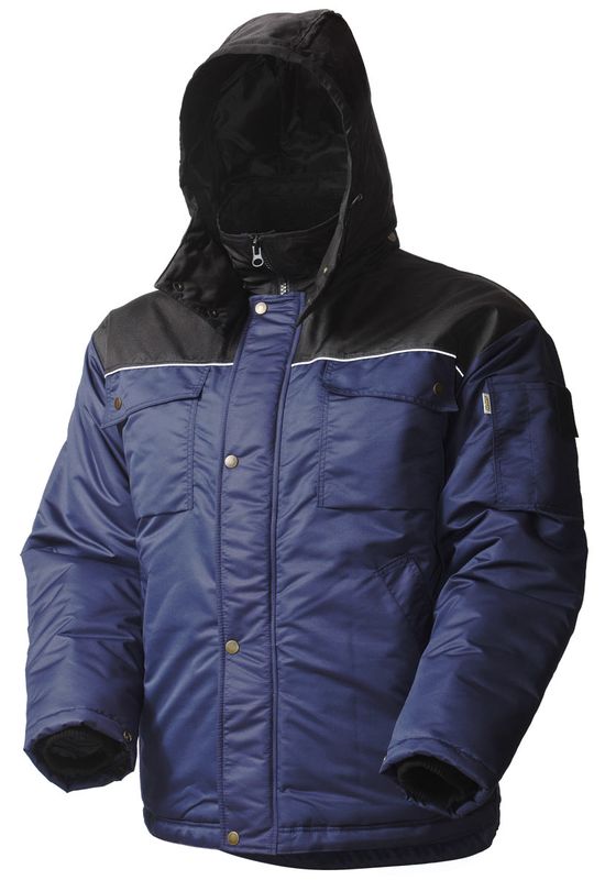 Зимняя куртка рабочая мужская 419•C-TASLAN-15/90 на стеганой подкладке с отстегивающимся капюшоном и  удлиненной спинкой в интернет-магазине sww.com.ru