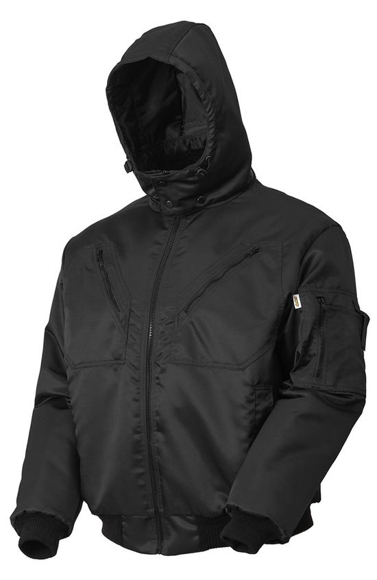 Зимняя куртка  укороченная пилот (бомбер) 442KC-TWILL-90 (вид спереди) на стеганой подкладке