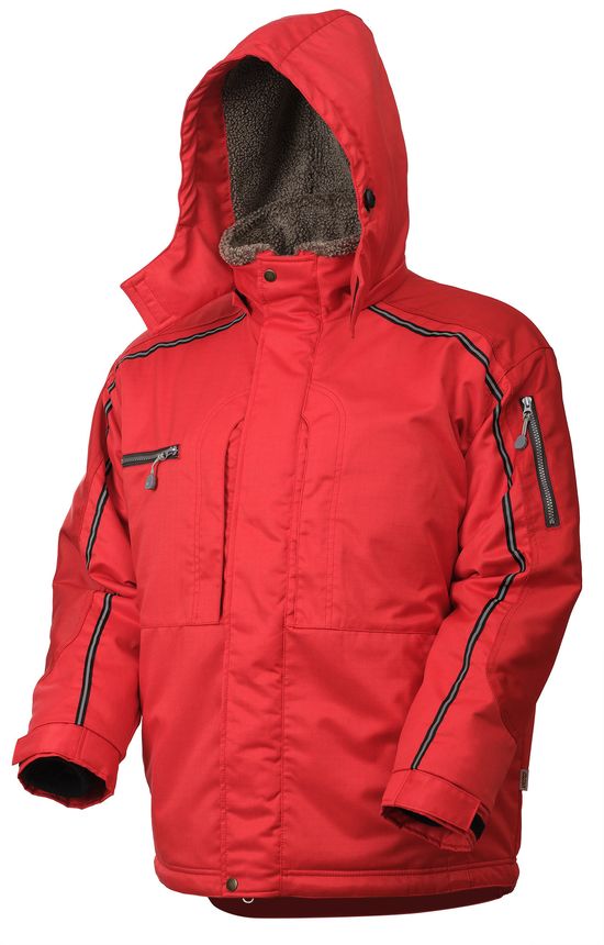 Зимняя укороченная красная куртка пилот (бомбер) 622S-TWILL-80