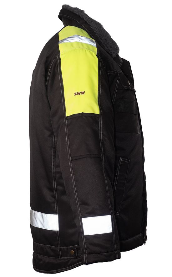 Куртка рабочая мужская зимняя двухцветная 634-PP-90/71 с удлинённой спинкой на стеганой подкладке, вид справа